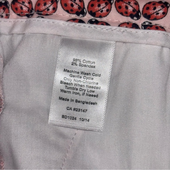 Talbots Women's Shorts Size 10 Pink W/ Red Lady Bugs Flat Front Casual 7” Inseam - Picture 6 of 10